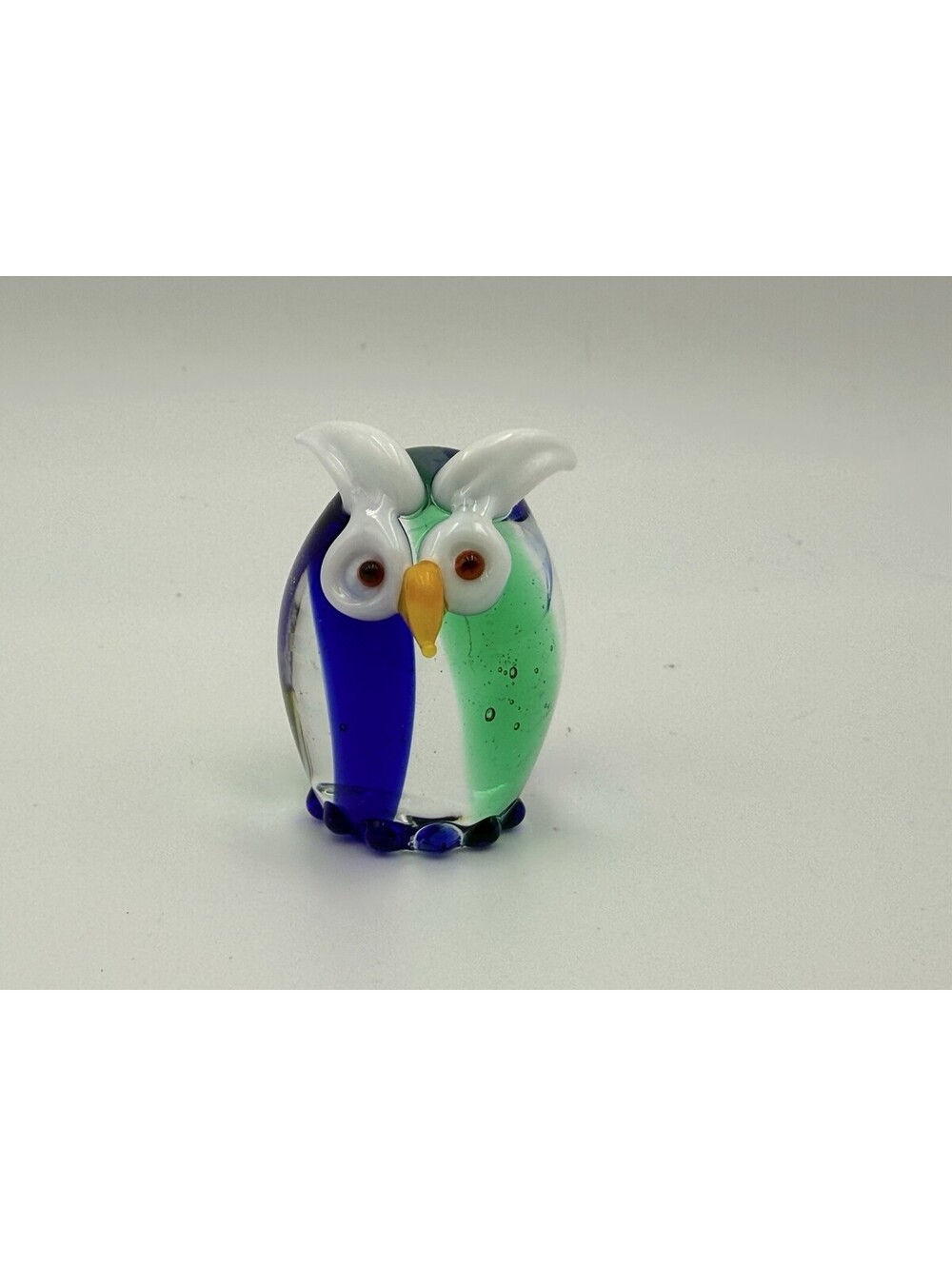 Vintage Murano Style Miniature Hand Blown Art Glass Owl Figurine